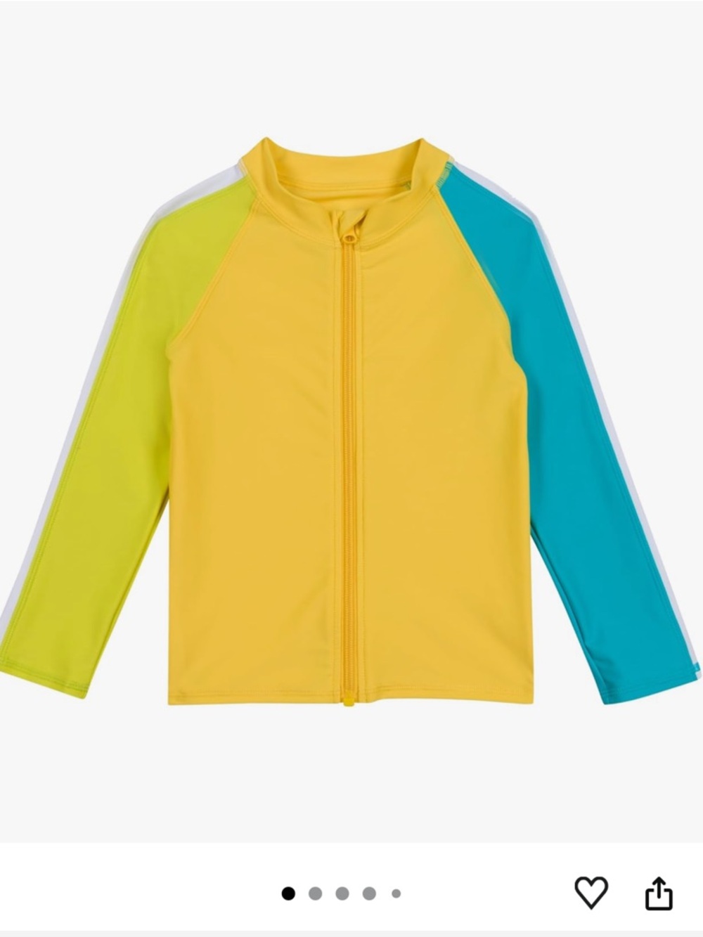 Kids SwimZip UPF 50 + Color Pop Zip Front Rashguard NWT yellow blue size 10-12